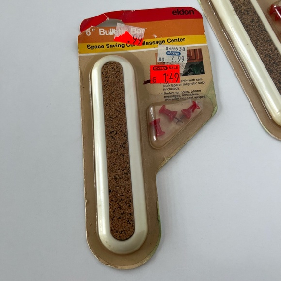 NWT 2 Vintage 6" Bulletin Cork Bar 1990 Push Pin - Picture 2 of 4